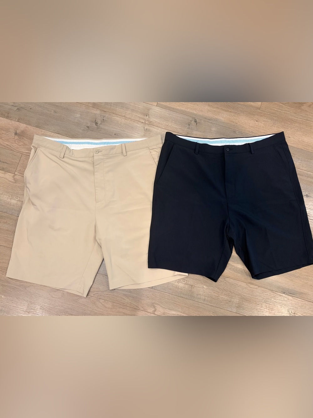 Lot 2 Pair FootJoy FJ Stretch Men's Golf Shorts in Black and Khaki- W42